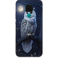Teknomeg Huawei Mate 30 Lite Uyumlu Ay Baykuşu  Desenli Silikon Kılıf