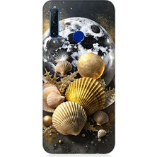 Teknomeg Huawei Honor 20 Lite Uyumlu Ay ve Deniz Kabukları  Desenli Silikon Kılıf