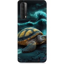 Teknomeg Huawei P Smart 2021 Uyumlu Deniz Kaplumbağası  Desenli Silikon Kılıf