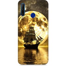 Teknomeg Huawei Honor 20 Lite Uyumlu Ay ve Gemi  Desenli Silikon Kılıf