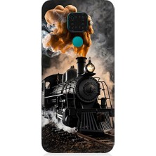 Teknomeg Huawei Mate 30 Lite Uyumlu Kara Tren  Desenli Silikon Kılıf
