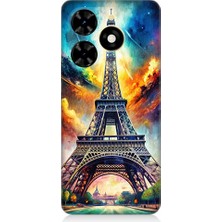 Teknomeg Tecno Spark 20 Uyumlu Renkli Eiffel  Desenli Silikon Kılıf