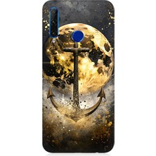 Teknomeg Huawei Honor 20 Lite Uyumlu Ay ve Çapa  Desenli Silikon Kılıf