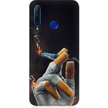 Teknomeg Huawei Honor 20 Lite Uyumlu Sigara Tutucu  Desenli Silikon Kılıf