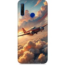 Teknomeg Huawei Honor 20 Lite Uyumlu Bulutlarda Uçak  Desenli Silikon Kılıf