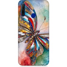 Teknomeg Huawei Honor 20 Lite Uyumlu Renkli Kelebek  Desenli Silikon Kılıf
