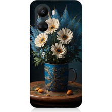 Teknomeg Huawei Nova 10 Se Uyumlu Mavi Çiçek  Desenli Silikon Kılıf