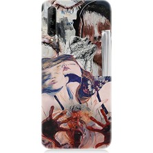 Teknomeg Huawei P Smart Pro Uyumlu Soyut Kadın  Desenli Silikon Kılıf