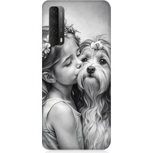 Teknomeg Huawei P Smart 2021 Uyumlu Kız ve Köpek  Desenli Silikon Kılıf
