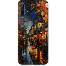 Teknomeg Huawei Honor 20 Lite Uyumlu Gece Sokak  Desenli Silikon Kılıf