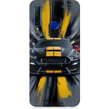 Teknomeg Huawei Honor 20 Lite Uyumlu Sarı Spor Araba  Desenli Silikon Kılıf