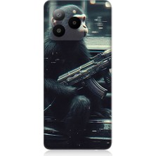 Teknomeg Omix X7 Uyumlu Silahlı Şempanze  Desenli Silikon Kılıf