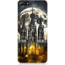 Teknomeg Huawei Y7 2018 Uyumlu Ay ve Katedral  Desenli Silikon Kılıf