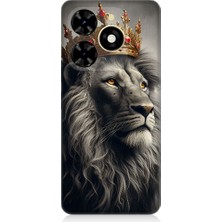 Teknomeg Tecno Spark 20C Uyumlu Taçlı Aslan 3  Desenli Silikon Kılıf