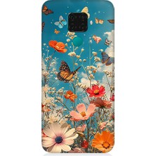 Teknomeg Huawei Mate 30 Lite Uyumlu Çiçekli Kelebekler  Desenli Silikon Kılıf