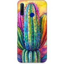 Teknomeg Huawei Honor 20 Lite Uyumlu Renkli Kaktüs  Desenli Silikon Kılıf