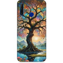 Teknomeg Huawei Honor 20 Lite Uyumlu Renkli Ağaç  Desenli Silikon Kılıf