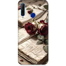 Teknomeg Huawei Honor 20 Lite Uyumlu Mektup ve Güller  Desenli Silikon Kılıf