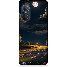 Teknomeg Huawei Nova 9 Se Uyumlu Ay ve Çiçekler  Desenli Silikon Kılıf