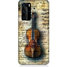 Teknomeg Huawei P40 Pro Uyumlu Eski Keman  Desenli Silikon Kılıf