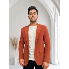Açık Kahverengi Petek Dokulu Erkek Blazer Spor Ceket