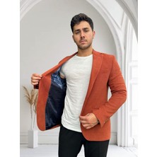 Açık Kahverengi Petek Dokulu Erkek Blazer Spor Ceket