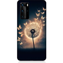 Teknomeg Huawei P40 Pro Uyumlu Üfleyen Çiçek  Desenli Silikon Kılıf