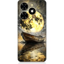 Teknomeg Tecno Spark 20 Uyumlu Ay ve Tekne  Desenli Silikon Kılıf
