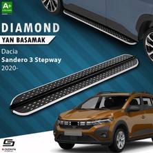 S-Dizayn Dacia Sandero 3 Stepway Diamond Krom Yan Basamak 183 cm 2020 Üzeri A+ Kalite