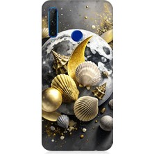 Teknomeg Huawei Honor 20 Lite Uyumlu Ay ve Deniz Kabukları  Desenli Silikon Kılıf
