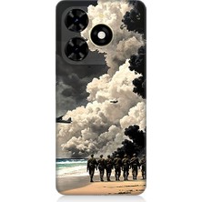 Teknomeg Tecno Spark 20C Uyumlu Askerler ve Duman  Desenli Silikon Kılıf