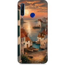 Teknomeg Huawei Honor 20 Lite Uyumlu Sahil Evleri  Desenli Silikon Kılıf