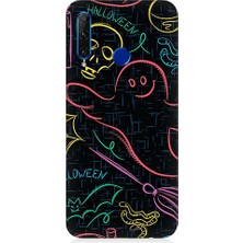 Teknomeg Huawei Honor 20 Lite Uyumlu Halloween Grafiti  Desenli Silikon Kılıf