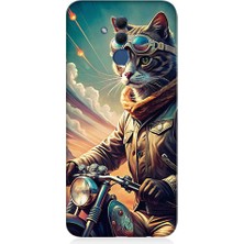 Teknomeg Huawei Mate 20 Lite Uyumlu Motosiklet Kedisi  Desenli Silikon Kılıf