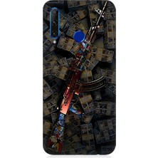 Teknomeg Huawei Honor 20 Lite Uyumlu Para ve Silah  Desenli Silikon Kılıf