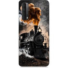 Teknomeg Huawei P Smart 2021 Uyumlu Kara Tren  Desenli Silikon Kılıf