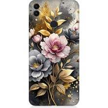 Teknomeg Huawei Honor 8c Uyumlu Altın Çiçekler  Desenli Silikon Kılıf