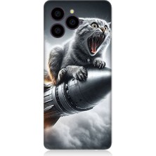 Teknomeg Omix X6 Uyumlu Roket Kedisi  Desenli Silikon Kılıf