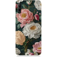 Teknomeg Huawei P Smart Pro Uyumlu Çiçek Deseni  Desenli Silikon Kılıf
