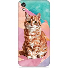 Teknomeg Huawei Honor 8s Uyumlu Renkli Kedi  Desenli Silikon Kılıf