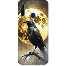 Teknomeg Huawei Honor 20 Lite Uyumlu Ay ve Karga  Desenli Silikon Kılıf