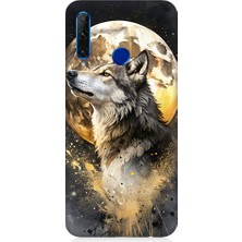 Teknomeg Huawei Honor 20 Lite Uyumlu Kurt ve Ay  Desenli Silikon Kılıf