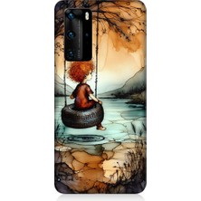 Teknomeg Huawei P40 Pro Uyumlu Yalnız Çocuk  Desenli Silikon Kılıf