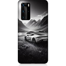 Teknomeg Huawei P40 Pro Uyumlu Dağ Yolunda Araba  Desenli Silikon Kılıf