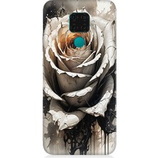 Teknomeg Huawei Mate 30 Lite Uyumlu Gül ve Gri  Desenli Silikon Kılıf