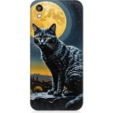 Teknomeg Huawei Honor 8s Uyumlu Ay ve Kedi  Desenli Silikon Kılıf