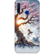 Teknomeg Huawei Honor 20 Lite Uyumlu Pembe Ağaç  Desenli Silikon Kılıf
