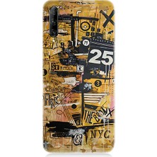 Teknomeg Huawei P Smart Pro Uyumlu Karma Grafik  Desenli Silikon Kılıf