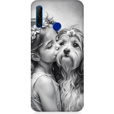 Teknomeg Huawei Honor 20 Lite Uyumlu Kız ve Köpek  Desenli Silikon Kılıf