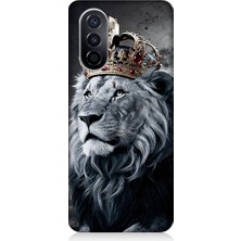 Teknomeg Huawei Nova Y70 Uyumlu Taçlı Beyaz Aslan  Desenli Silikon Kılıf